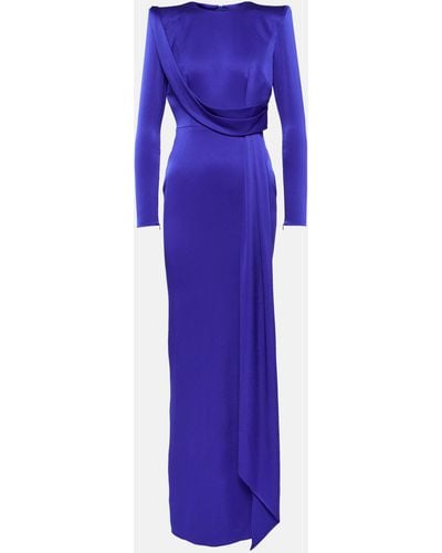 Alex Perry Draped Satin Gown - Purple