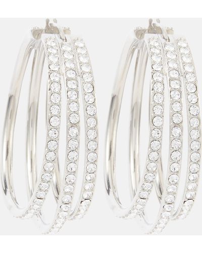 AMINA MUADDI Vittoria Crystal-embellished Hoop Earrings - White