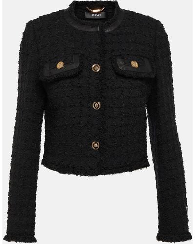 Versace Cropped Boucle Jacket - Black