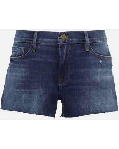 FRAME Le Cut Off Denim Shorts - Blue