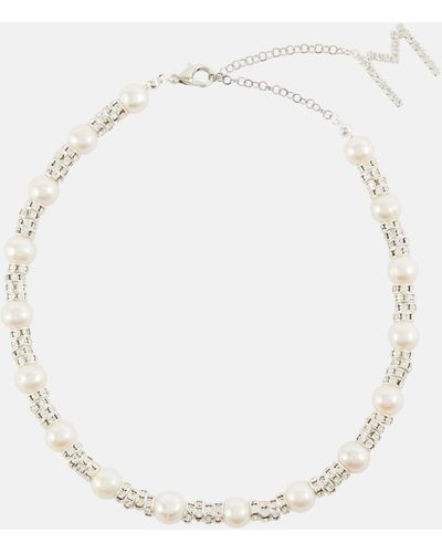 Magda Butrym Embellished Necklace With Rose Quartz - White
