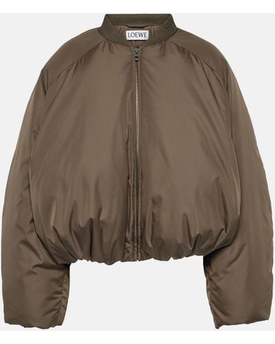 Loewe Leather-trimmed Padded Shell Bomber Jacket - Green