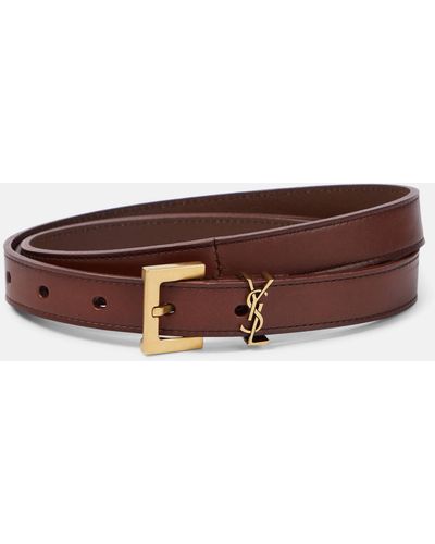 Saint Laurent Cassandre 20 Leather Belt - Brown