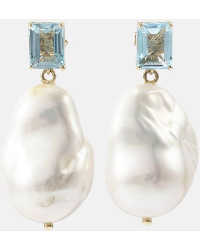 Mateo 14kt Gold Earrings With Pearls And Topaz - White