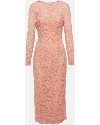 Carolina Herrera Lace Midi Dress - Pink
