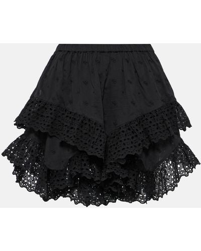 Isabel Marant Sukira Ruffled Cotton Miniskirt - Black