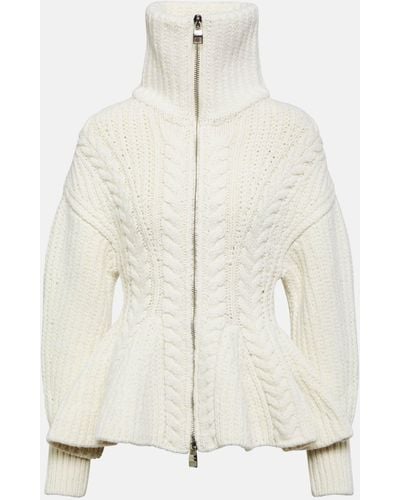 Alexander McQueen Peplum Wool-blend Cardigan - White
