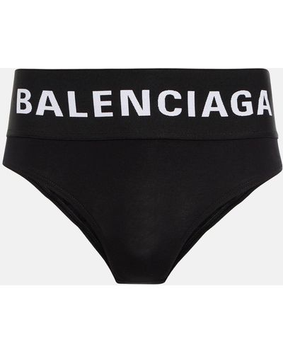 Balenciaga High-waisted Logo-band Briefs - Black