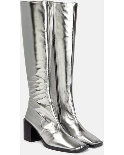 Jil Sander Metallic Leather Knee-high Boots - Grey