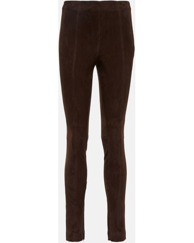 Polo Ralph Lauren High-rise Skinny Suede Pants - Brown