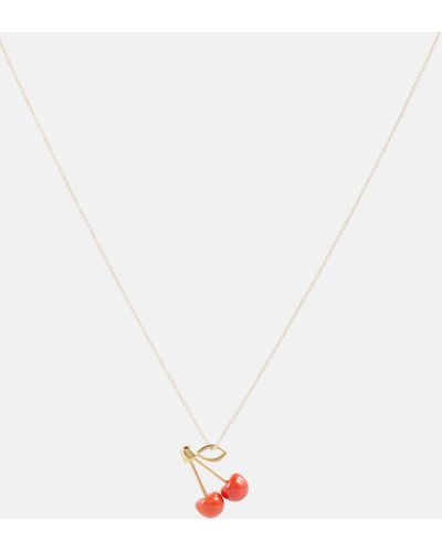 Aliita Cereza 9kt Gold And Coral Necklace - Metallic