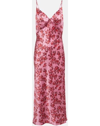 Emilia Wickstead Trinny Floral Silk Satin Slip Dress - Red