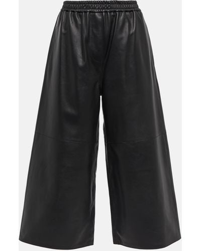 Loewe Leather Cropped Pants - Black