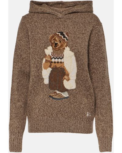 Polo Ralph Lauren Knitted Polo Bear Hoodie - Brown