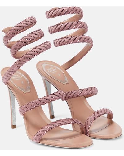 Rene Caovilla Cleo Embellished Satin Sandals - Pink