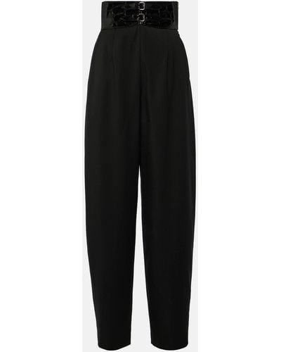 Alaïa High-rise Wool Wide-leg Pants - Black