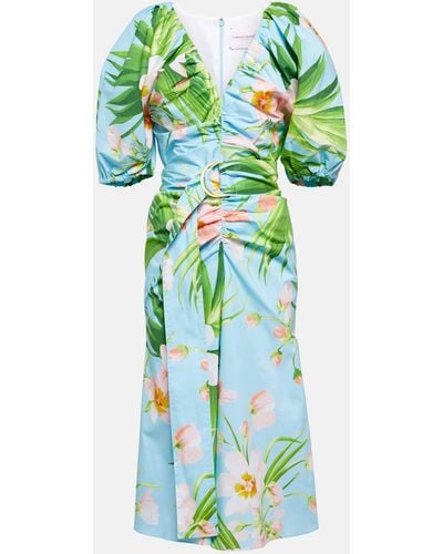 Carolina Herrera Floral-print Belted Waist Dress - Green