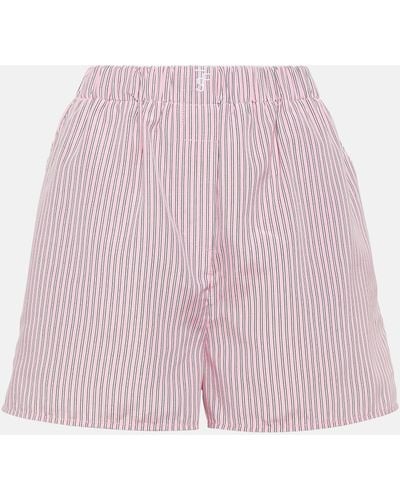 Frankie Shop Lui Striped Crepe Shorts - Pink