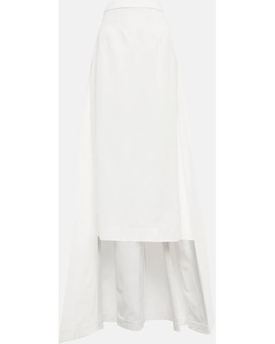 STAUD Prunella Cape-detail Cotton-blend Midi Skirt - White