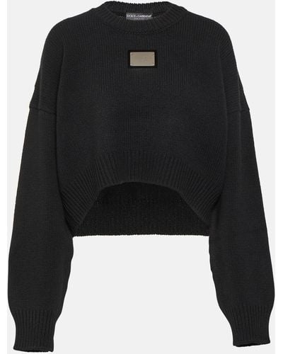Dolce & Gabbana Logo Wool And Cashmere Sweater - Black