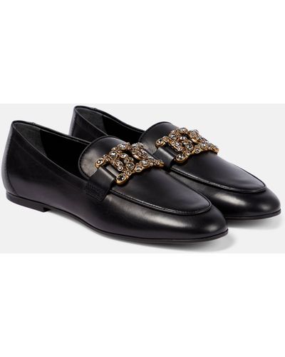 Tod's Catena Leather Loafers - Black
