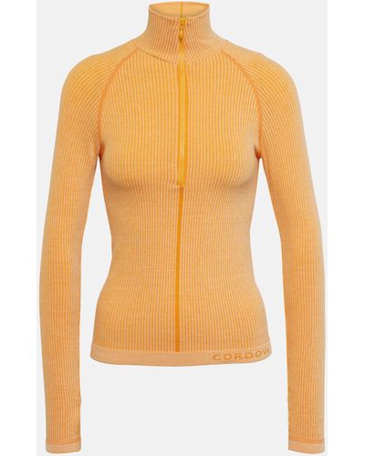 CORDOVA Sierra Ribbed-knit Half-zip Ski Top - Orange
