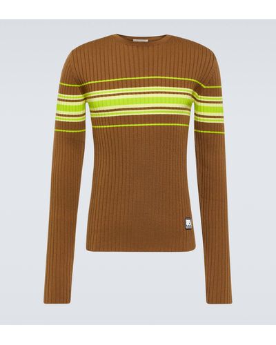 Wales Bonner Show Striped Ribbed-knit Wool-blend Top - Green