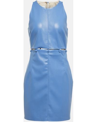 Nanushka Layan Faux Leather Cutout Minidress - Blue