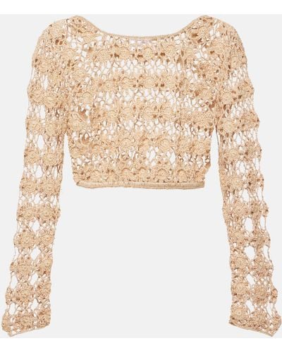 Anna Kosturova Bella Crochet Cotton Crop Top - Natural