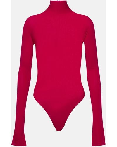 Alaïa Turtleneck Jersey Bodysuit - Red