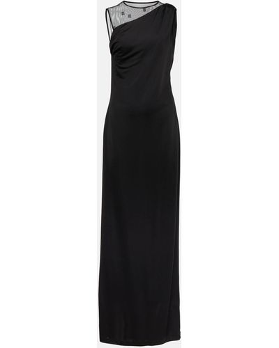 Givenchy Logo Mesh Jersey Gown - Black