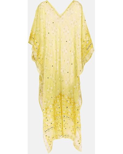Juliet Dunn Broderie Anglaise Cotton Midi Dress - Yellow