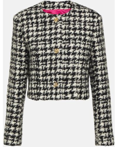 Nina Ricci Houndstooth Cropped Jacket - Black