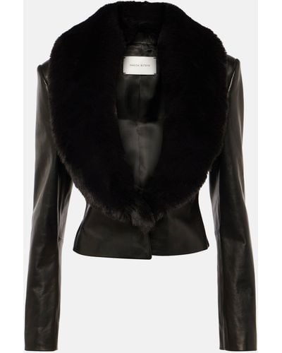 Magda Butrym Faux Fur-trimmed Leather Jacket - Black