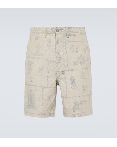 RRL Printed Linen Shorts - Natural