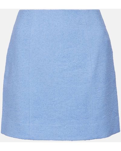 Patou Cotton And Linen-blend Miniskirt - Blue