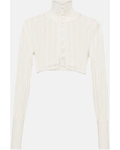 Alaïa Ribbed-knit Cropped Cardigan - White