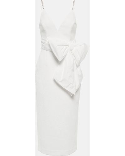 Rebecca Vallance Bridal Genevieve Bow-trimmed Crepe Midi Dress - White
