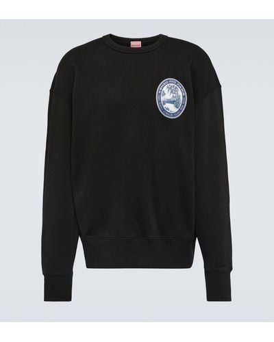 KENZO Logo Cotton Jersey Sweatshirt - Black