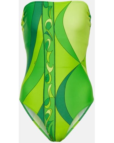Emilio Pucci Printed Bandeau Swimsuit - Green