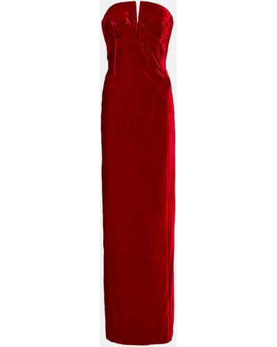 Tom Ford Strapless Velvet Gown - Red