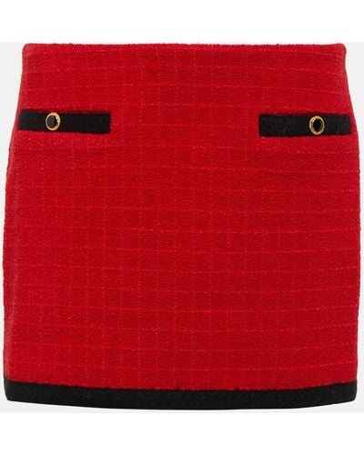 Alessandra Rich Checked Wool-blend Miniskirt - Red