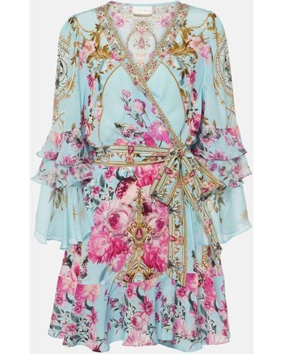 Camilla Embellished Floral Silk Crepe Wrap Dress - Multicolour