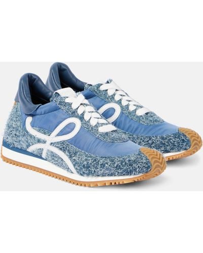 Loewe Flow Runner Suede-trimmed Denim Sneakers - Blue