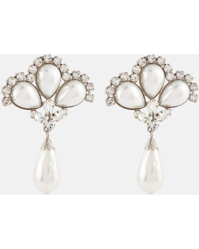 Alessandra Rich Crystal And Faux Pearl-embellished Earrings - White