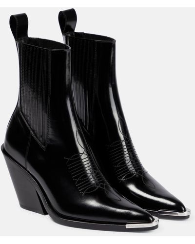 Rabanne Leather Ankle Boots - Black