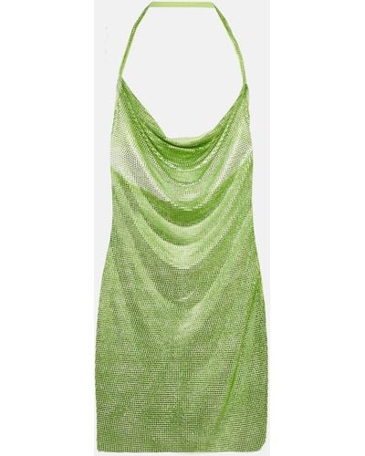 GIUSEPPE DI MORABITO Crystal-embellished Mesh Minidress - Green