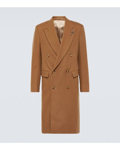 Lardini Double-breasted Wool-blend Overcoat - Brown