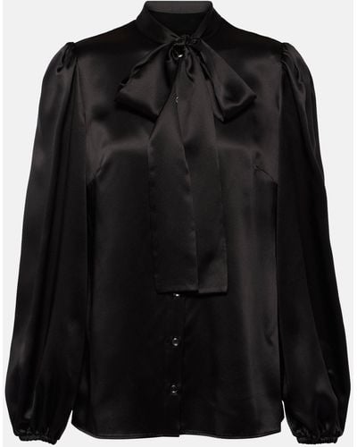 Dolce & Gabbana Bow-detail Silk Satin Blouse - Black