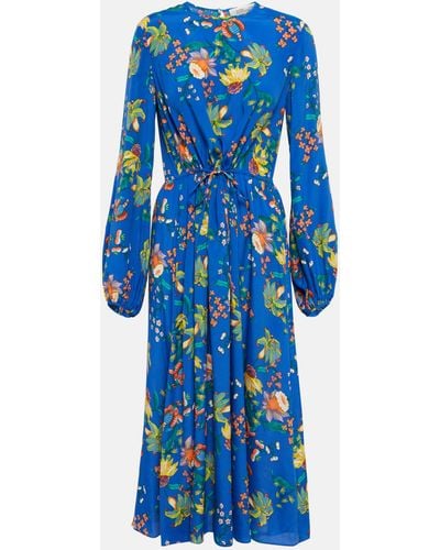 Diane von Furstenberg Sydney Floral-print Crepe De Chine Midi Dress - Blue